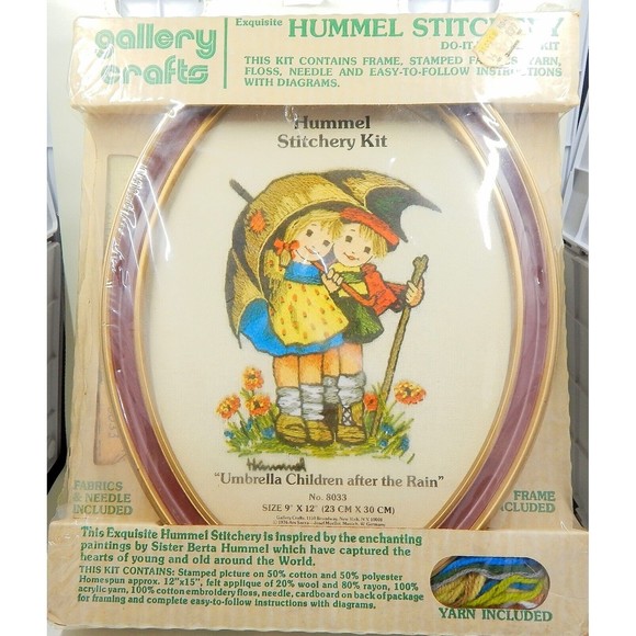 Hummel Stitchery Crewel Kit Umbrella Children After the Rain Gallery Crafts NOS - Picture 1 of 9